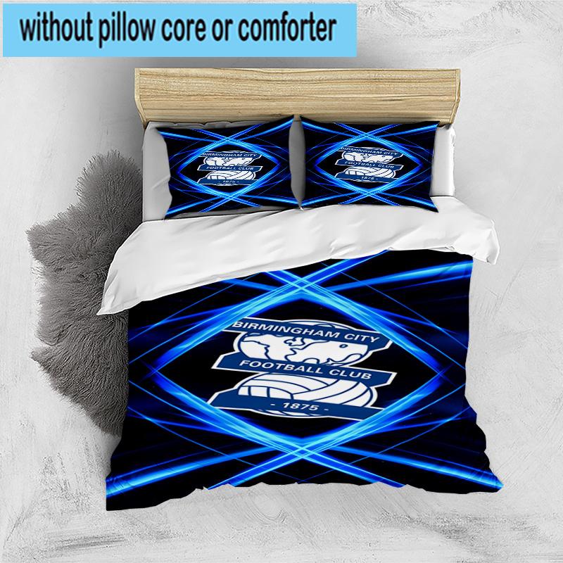 3pcs Birming-ham Football Club Printed Bedding Set Duvet Cover Closure Includes 1 Duvet Cover & 2 Pillowcases Bedding Sets Home Decor Gifts