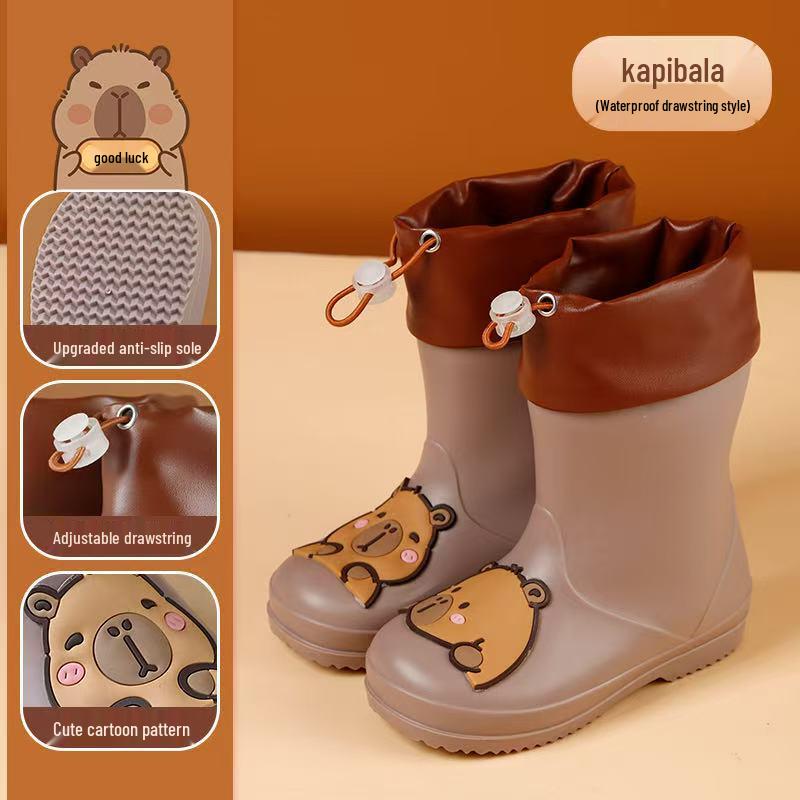 Kinder Cartoon Wasserdichte Rutschfeste Gummistiefel mit Plüschfutter für Kleinkinder und größere Kinder
