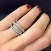 Fashion Lady Party Ring with Shiny Zirconia Line Design Jewelry Stylish Female Daily Wearable Versatile Accessories Gift