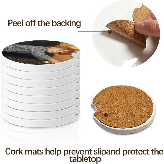 12Pcs Ceramic Sublimation Blanks Car Coasters Car Cup Holder Coasters With Circular Opening Printing Coaster Blanks For DIY Craft Heat Transfer