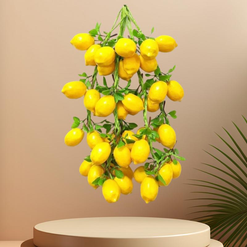 Lifelike Artificial Lemon Strings Fake Simulated Fruit Hanging Garlands for Wedding Birthday Party Home Wall Decor