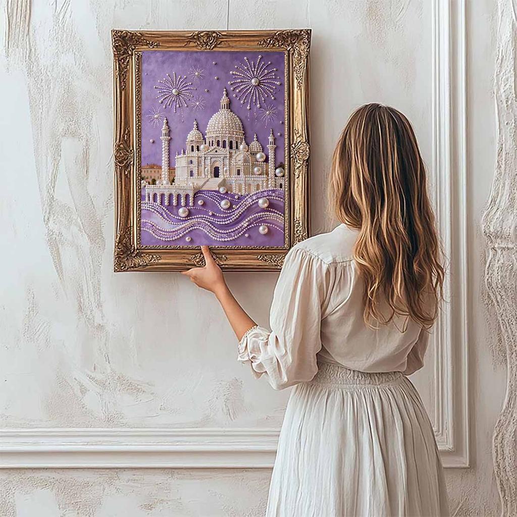 Kristall Perlen Malerei 5D DIY Rahmen Dekoration Malerei Schloss Haus Wand Dekoration Transparent Perlen Edelstein Malerei Bild Kunsthandwerk