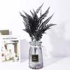 7 Branches Artificial Black Eucalyptus Leaves Plastic Plants Persian Fern Halloween Fake Flower Bouquet Home Office Decoration