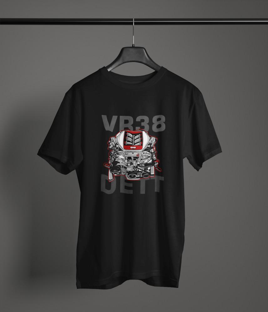 VR38DETT Fan Art T‑Shirt 100% Cotton GTR Engine JDM Graphic Unisex Tee