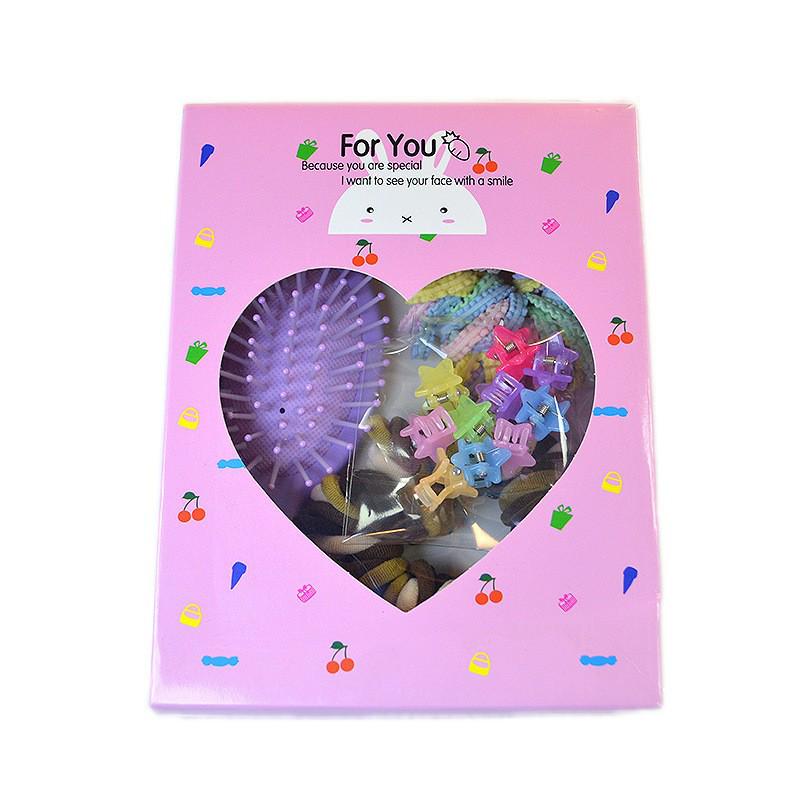 Pink Hair Accessories Set: Cute Hair Ties, Rubber Bands, Ropes, Clips & Gift Box for Girls and Babies