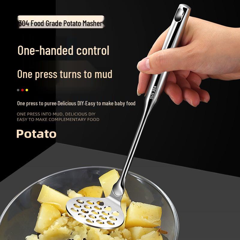 304 Stainless Steel Potato Masher with Hollow Handle for Manual Use and Children's Food Preparation