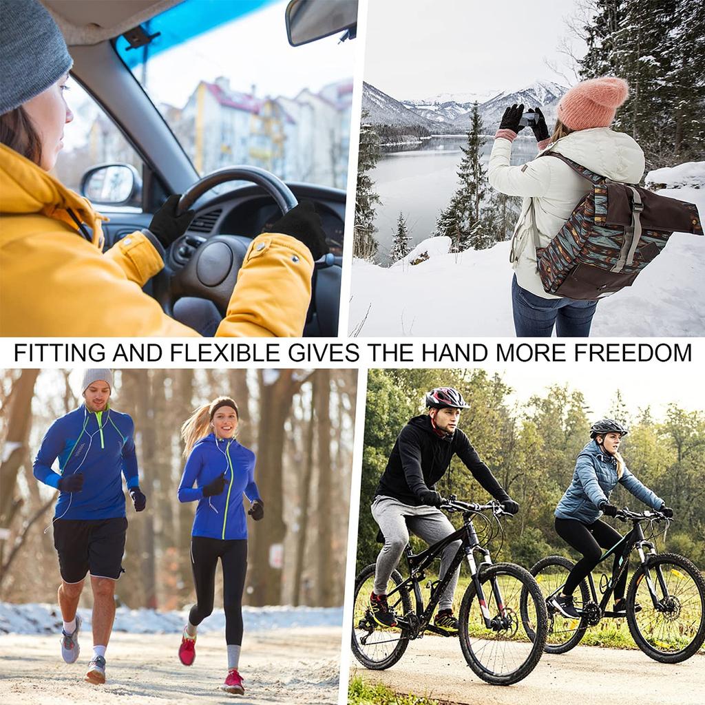 Winter Gloves Men Women Touch Screen Non-Slip Gloves Windproof Water-Resistant Warm Winter Gloves Thermal Running Mittens