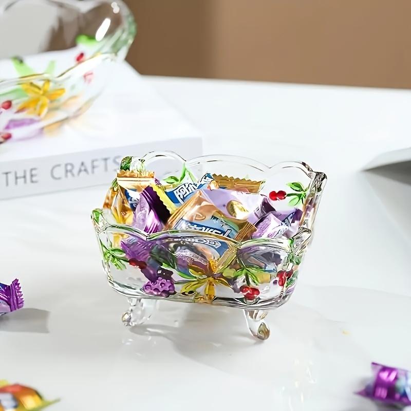 

Handmade Vintage Glass Candy Bowl with Floral Design Rectangular Ashtray Decorative Storage Box European 1Pcs
