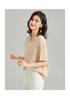 100% Silk Ghost Crepe Short Sleeve Summer Fashion Hooded Collar Half Open Solid Color Mulberry Silk T-shirt for Women