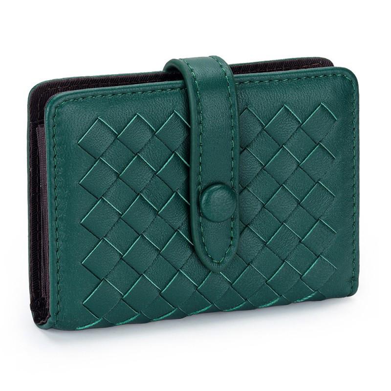 Leather Small Card Cover Women's Short Organ Bag Large Capacity Multi-card Sheepskin Woven ID