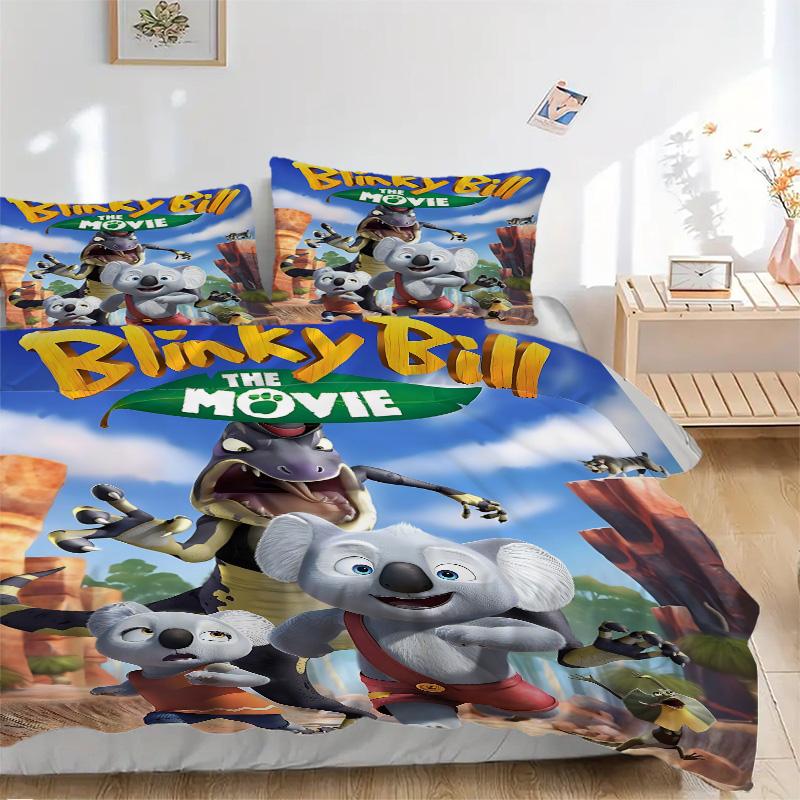 Blinky Bill Koala Adventure Print 3Pcs Bedding Set,Duvet Cover with 2 Bedro,Pillowcase Home Birthday Gift
