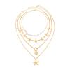 Bohemian Starfish & Turtle Pendant Pearl Layered Necklace