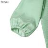 ZANZEA Camicia da donna a righe larghe con colletto a punta e maniche a 3/4