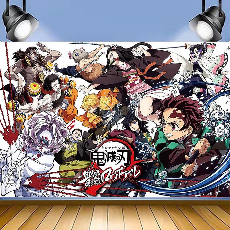 Tela de Fondo de Vinilo Temática de Demon Slayer Para Estudio Interior y Decoración de Fiestas Regalo Ideal Para Adolescentes