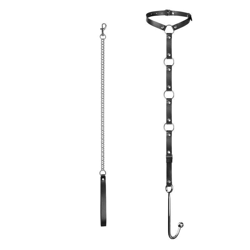 סט ג'יואי מתכת אנאלי ושעבוד עם אזיקים, כדור פה וצעצוע פתוח לנרתיק