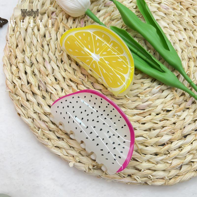 Korean-Style Cute Fruit Hairpin: Large Versatile Shark Clip for Creative Updo Headwear for Girls
