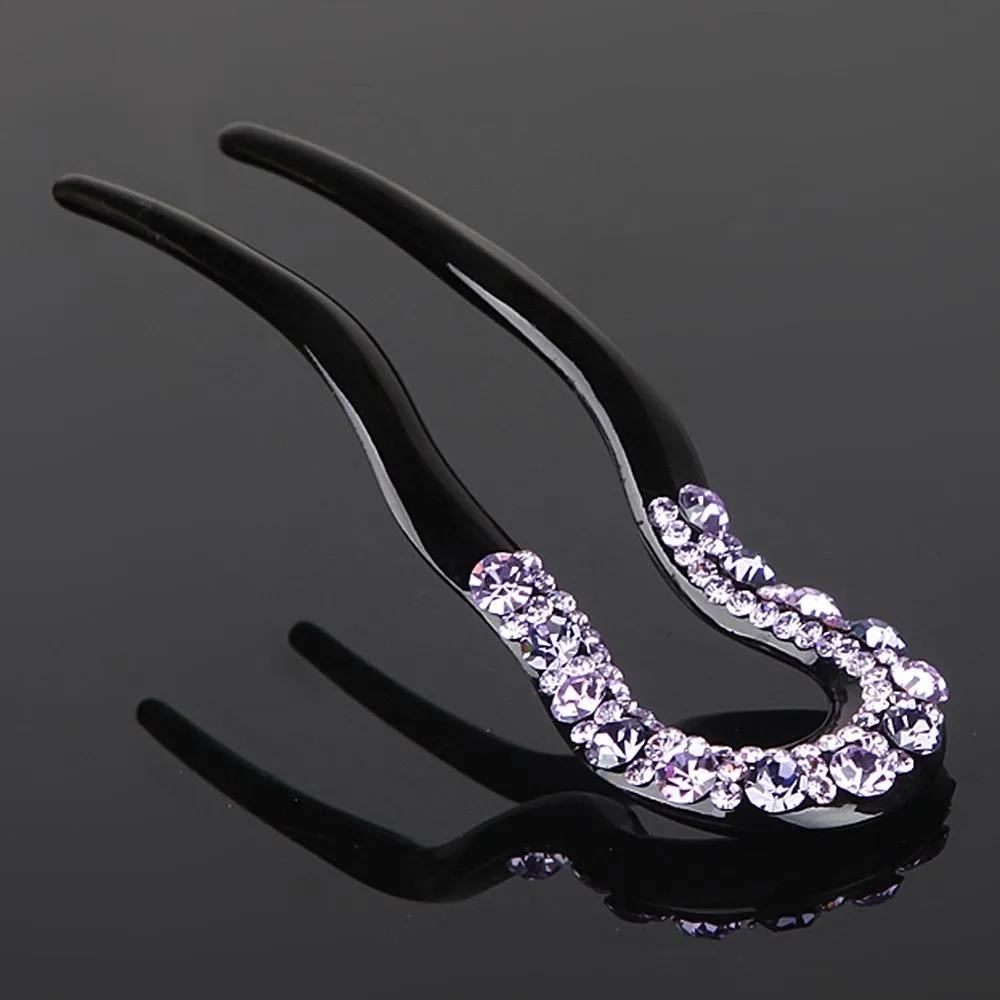 Retro cubic zirconia hairpin, updo U-shaped hairpin, Hanbok hair ornament, citron hairpin