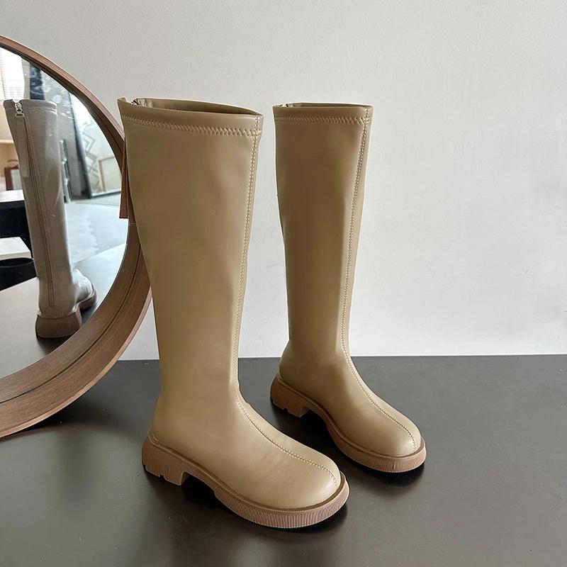 High Quality Women Long Boots Autumn Winter Women Shoes Woman Heel Soft Leather Ladies Knight Boots Casual Shoes Knee High Boots