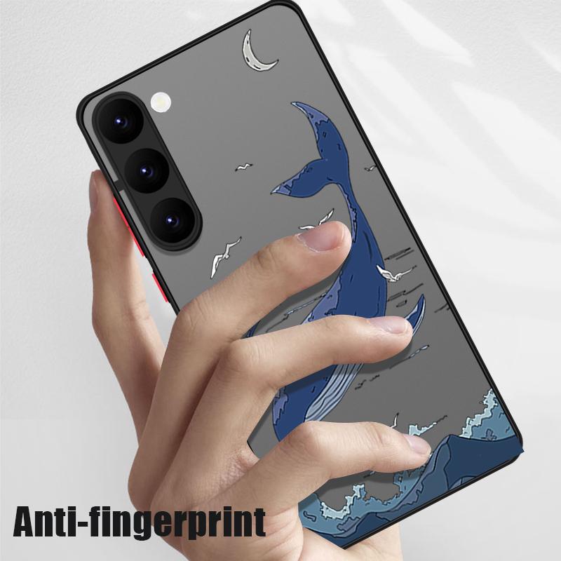 Wzorzyste etui na telefon ze zwierzętami oceanicznymi dla Samsunga S25 S24 Fe S22 Plus Ultra S23 S21 A56 A36 A55 A16 A54 A35 A52 A25 A15 A14 5g A32 4g Matowe twarde etui