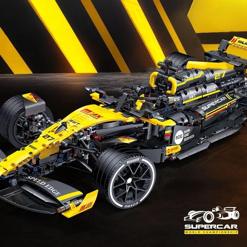 MOC Technical JKC7205 Racing 1:8 Rennfahrer 27 Formel Baustein Fernsteuerung Beleuchtung Rennen Renault F1 Spielzeug Geschenk für Kinder