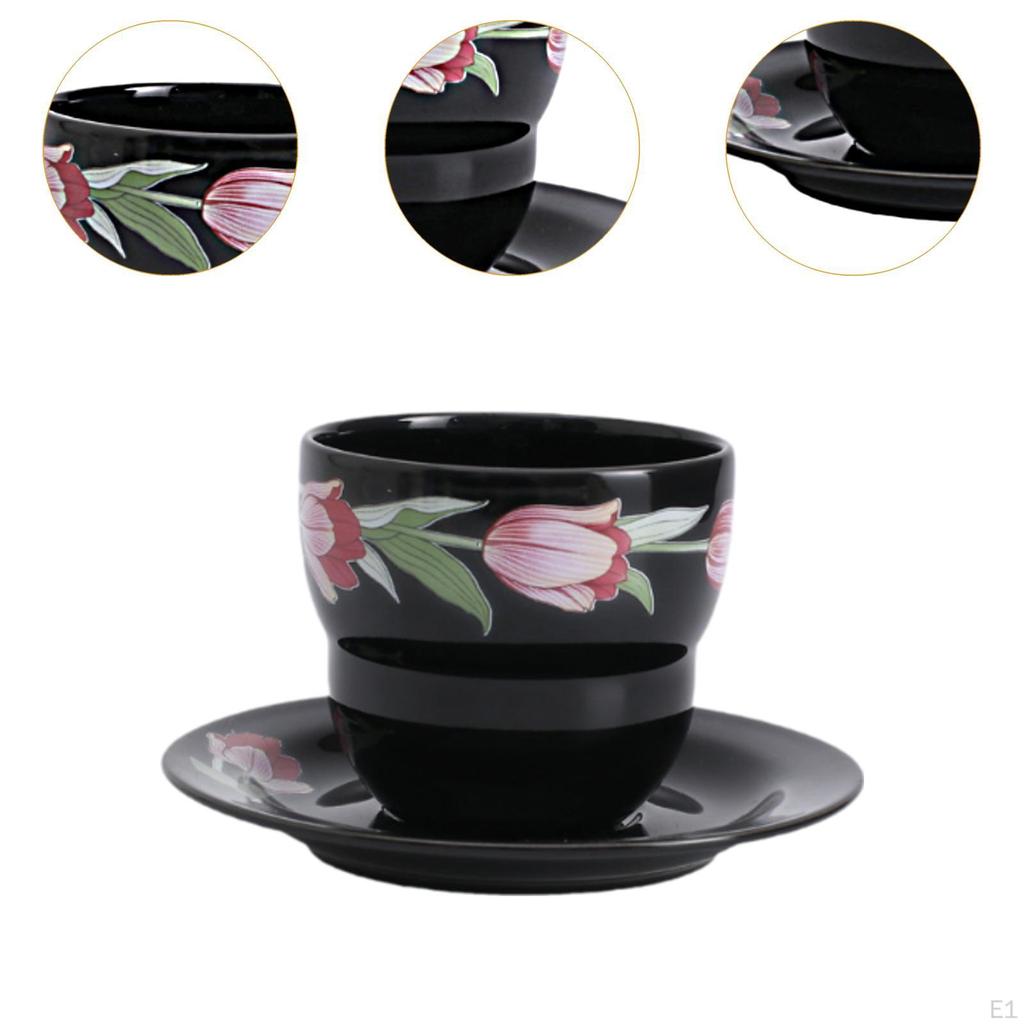 Porcelanowa filiżanka do kawy ze spodkiem ozdobny zestaw talerzy kwiatowych kubek do herbaty