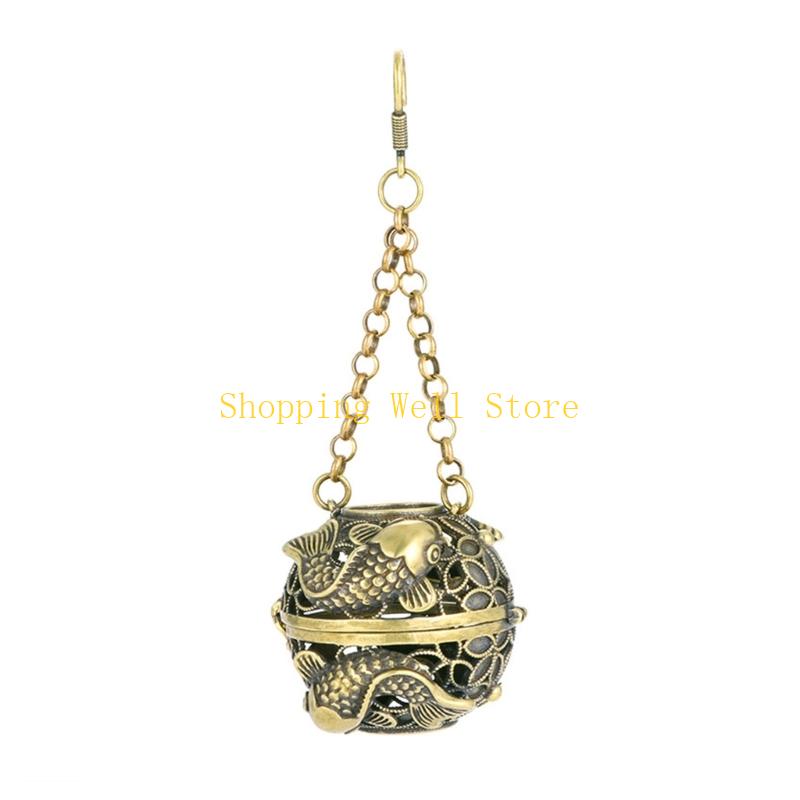 KX4B Elegant Brass Aromatherapies Ball Hanging Incenses Ball for Home Interior Decors