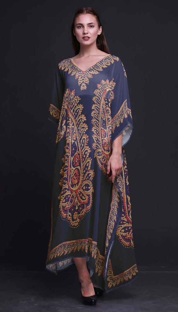 Phagun Floral & Paisley Ladies Kaftan Holiday Loungewear Maxi Dress Beach
