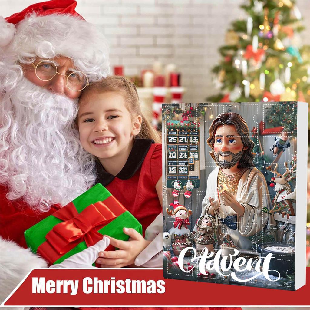 -Day Christmas Countdown Advent Calendar with 2D Acrylic Ornaments, Hanging Tree Decor Set