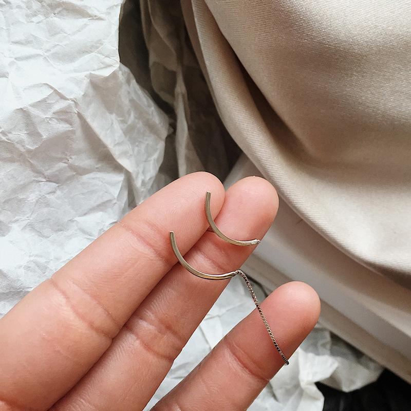 Korean Geometric Long Tassel Drop Earring For Women Box Chain Ear Line Earrings Girl Jewelry Brincos