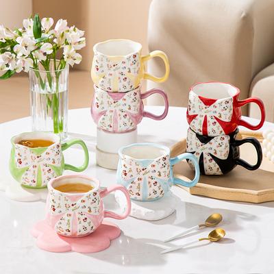 Original Style, Small Fresh And Exquisite Girl'S Heart, Small Floral Bow, High-Value Coffee Cup