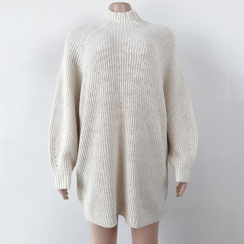 Women Long SleeveTurtlenec Winter High Waist Loose Sweater Dress Pullover Jumper