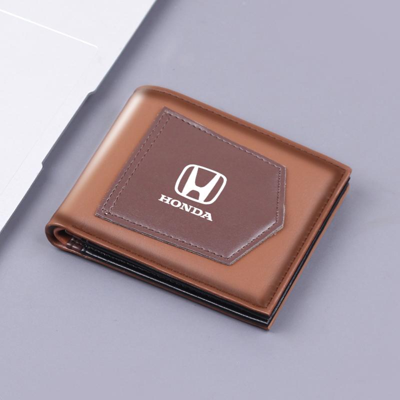Car Emblems Purses Men Leather Wallets Multi Card Bag For Honda Civic Accord Fit City Vezel CR-V Odyssey Pilot Jazz Prelude Insi XD9
