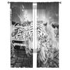 Tiger Car Street Black And White Tulle Window Curtains Living Room Organza Sheer Voile Curtain Bedroom Kitchen Home Decor Drape