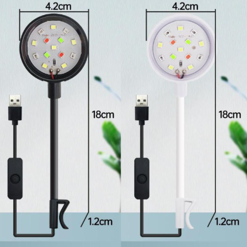 Aquarium Light With Adapter LED Clip On Fish Tank Light, Small Full Spectrum USB Light 360° Rotation Lighting