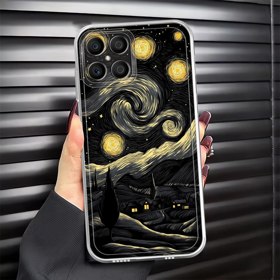 Custodia per Honor X9a X9b 90 Lite X7b X8b X8a X8 Cover Morbida per Telefono Van Gogh Notte Stellata