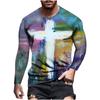 Jesus Cross 3D Print T-Shirts Men's Round Neck Long Sleeve T Shirt Streetwear Harajuku Y2k Hip Pop Street Wear Tops Mens Clothes