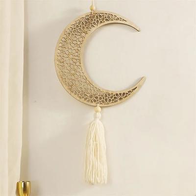 Ornements suspendus faits main pour le Ramadan Creusés avec pompon Eid Mubarak Décor Musulman Traditionnel