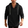 Men's Linen Hooded Long-Sleeved T-Shirt Beachwear & Leisurewear Loose Fit with Large Pockets Henley Neck Top