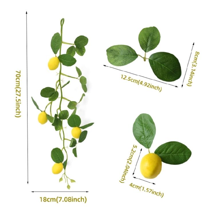 2Pieces Faux Lemon Branches Realistic Decorative Lemon Stem Faux Fruit Branches for Indoor and Outdoor Use
