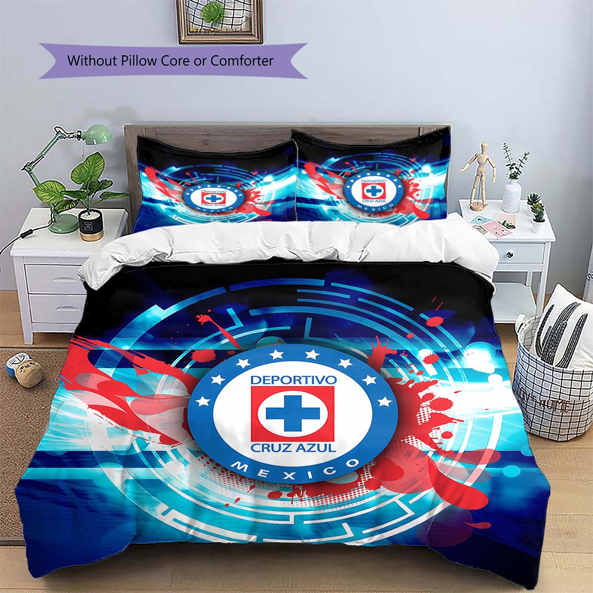 

Blue Cross Sports Club LogoPattern Bedding,Quilt Set Quilt Cover Pillowcase Home Birthday Gift (1 * duvet cover + 2 * pillowcase, without core) 135x200cm