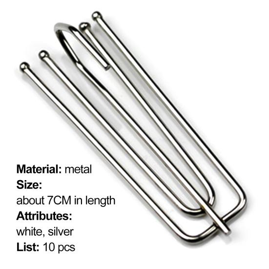 10Pcs/Set Curtain Hooks Wear-resistant Reusable 2 Colors Four Prong Curtain Pleater Tape Hooks for Curtain