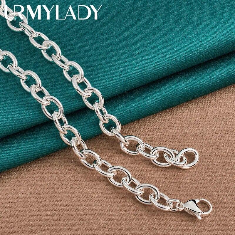 URMYLADY 925 Prata Esterlina Coração Duplo 18 Polegadas Pingente Colar Para Mulheres Casamento Noivado Moda Jóias