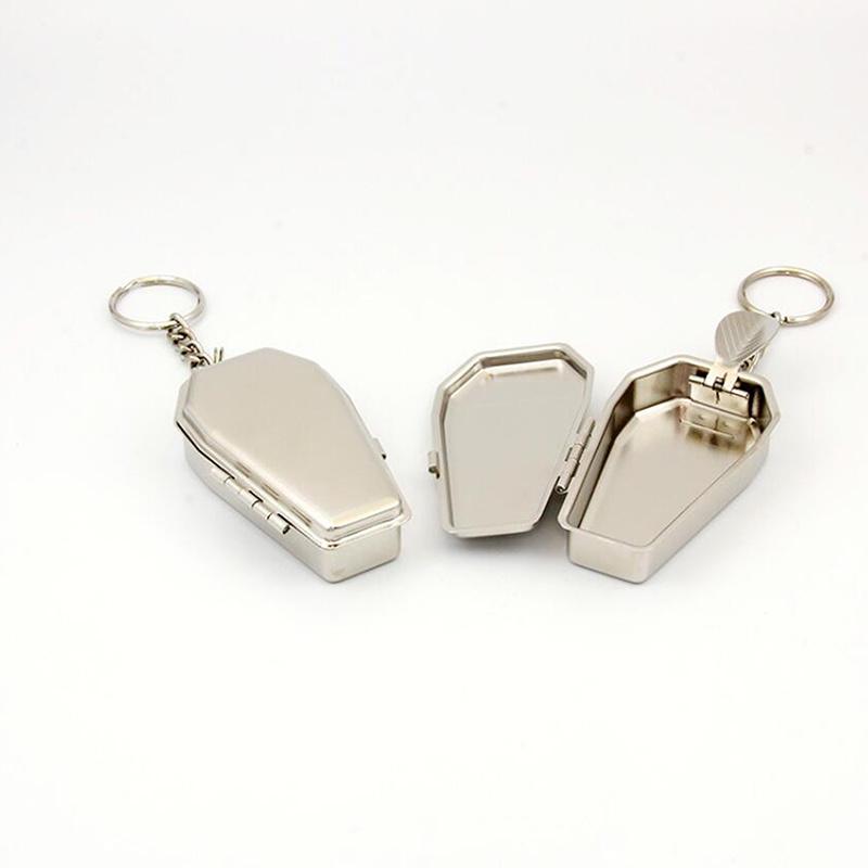 Mini Keychain Stylish Windproof Metal Cool Storage Box Portable Coffin Car Keychain Organizer for Camping