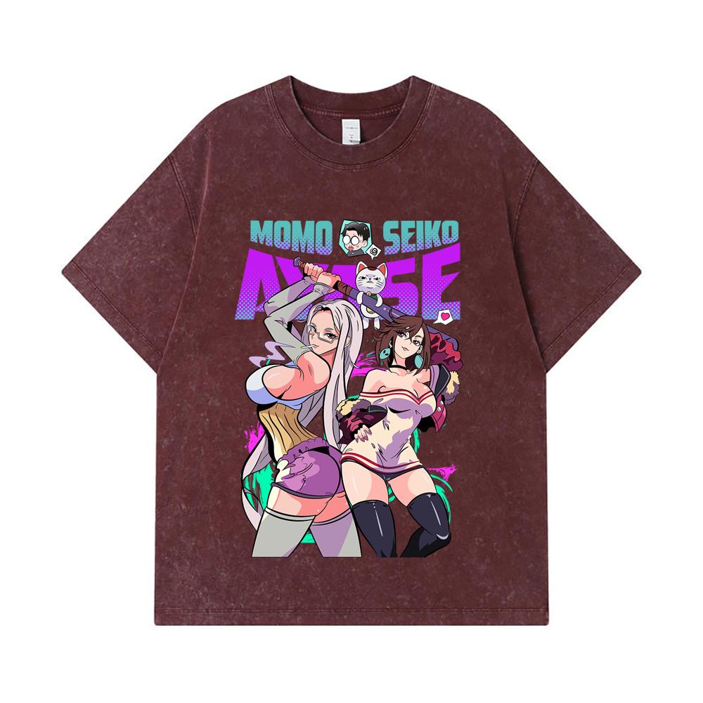 275 GSM Washed T-shirts 100% Cotton Dandadan V22 Momo Seiko Print Unisex Heavy Cotton T Shirt