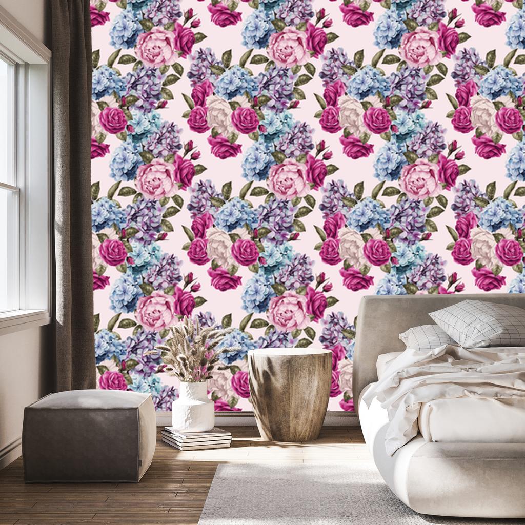 Roses with leaves wallpaper for living room and bedroom 50x1000