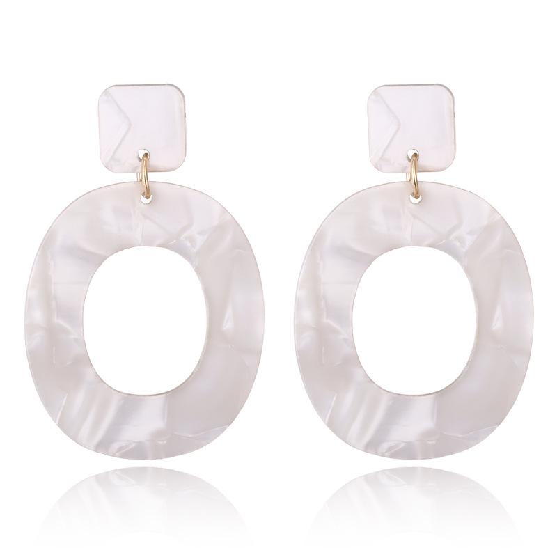 Retro Fashion Simple Acrylic Earrings Geometric Oval Pendant Earrings for Women