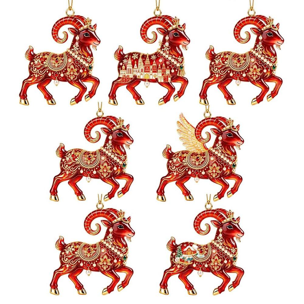 Shining Goat Pendant 2D Flat Animal Hanging Decoration Zodiac Goat Souvenir  Holiday Party Decor
