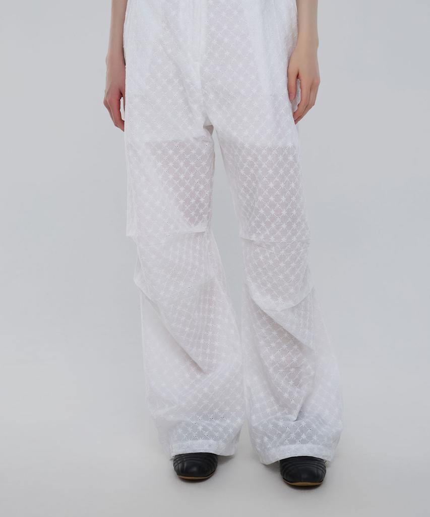 CHICKS Punched Parachute Pants White