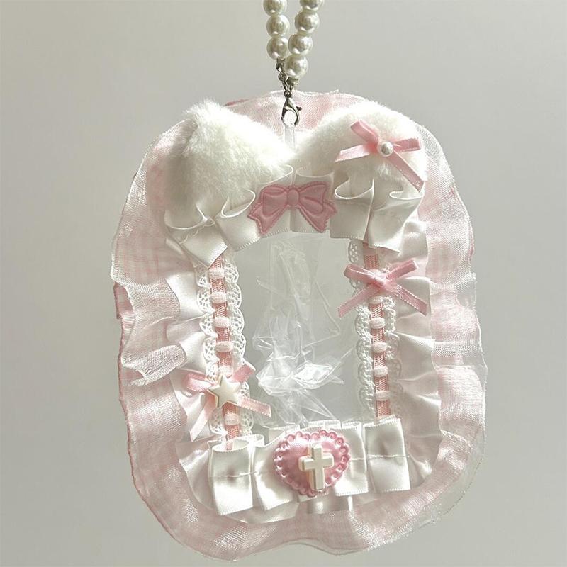 Kawaii Kpop Photocard Holder Sweet Lolita Style Bow Photo Card Protector Idol Photo Display Case Lace Photocard Case Gifts