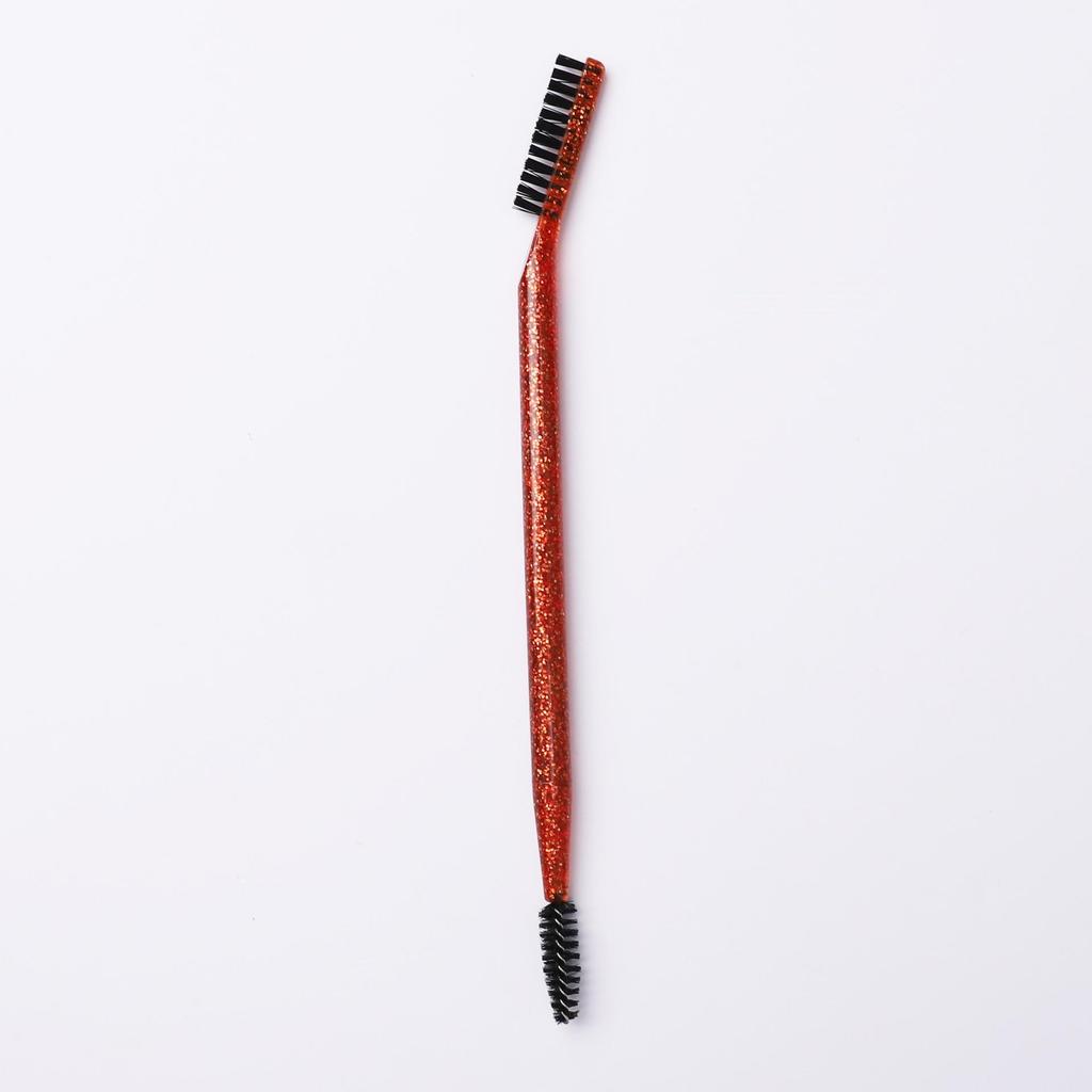 Portable Dual-Head Eyebrow & Eyelash Brush: Comb & Curl with One Tool for Effortless Beauty.